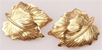 LADIES 14K YELLOW GOLD OAK LEAF EARRINGS