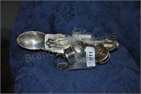 Lot of Utensils and napkin rings Silver Plated