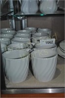 Lot of 11 white Coffee or tea cups with swirl