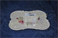 Ceramic rose pattern tray with matching box and ld