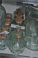 lot of 5 Glass Jars with cork lids approx 4"