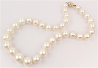 14K YELLOW GOLD 10MM GRADUATED PEARL NECKLACE