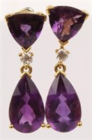 LADIES 14K YELLOW GOLD AMETHYST EARRINGS