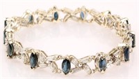 LADIES 14K WHITE GOLD DIAMOND SAPPHIRE BRACELET