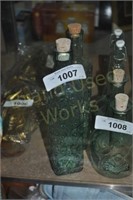 lot of 2 cost plus glass bottles with cork lids