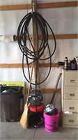 Heater rolling stool broom bucket soaker hose