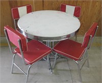 Vintage Style Chrome Cafe Table & 4 Chairs