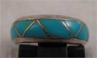 Native American Sterling Silver Inlay Ring