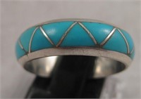 Native American S/S Turquoise Inlay Ring