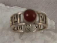 Sterling Silver Carnelian Tribal Ring