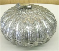 Round Silver Metal Pumpkin Container