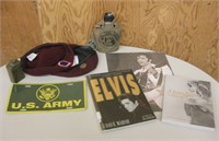 Berets, Military Items, Elvis & Marilyn Books, etc
