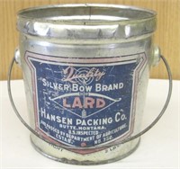 Vintage Silverbow Brand Tin Lard Bucket 5" Tall