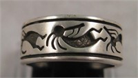 Southwest Sterling Silver Kokopelli Overlay Ring