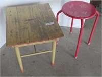 VINTAGE CHILD'S TABLE AND PIE PUNCH STOOL
