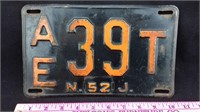 1952 New Jersey License Plate