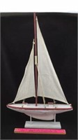 Handpainted Wooden Sailboat Model
