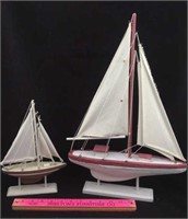 2 Wood Sailboat Models