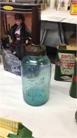 Ball mason jar blue oil spicket