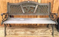 Cast-iron and teak park bench