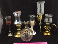 5 Candle Holders and a Bulbous Light Fixture