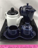 Cobalt Blue Fiesta Ware Set and Ceramic Kettle