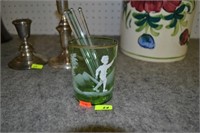 Vintage Mary Gregory Glass w/ Swizzle Sticks