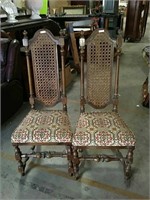 Pair of cane back chairs