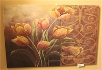 FRAMELESS WALL ART WITH FLORAL SUBJECT