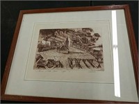 Vintage framed and matted engraving, appears to