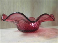 Cranberry Fluted Candy Dish