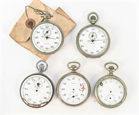 GROUP OF SWISS POCKET STOP WATCH TIMERS