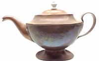 Antique Copper Tea Pot W/ Porcelain Knob