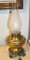 LARGE EMBOSSED BRASS TABLE LAMP