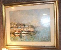 FRAMED OIL PAINTING SIGNED PARCY, MATTE SHOWS