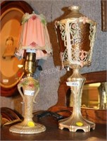 2 PAINTED WHITE METAL LAMPS, C. 1920'S