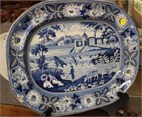 TWO 19TH C. PLATTERS, FLOW BLUE & EARLY BLUE