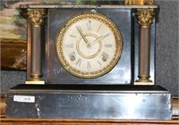 OLD IRON VICTORIAN COLUMN FRONT CLOCK BY