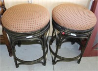 2 CONTEMPORARY METAL STOOLS W/ UPHOLSTERED