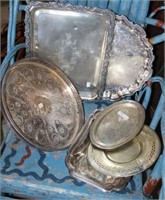 LOT OF MISC SILVER PLATED TRAYS