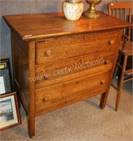 REFINISHED OAK 3 DRAWER CHEST