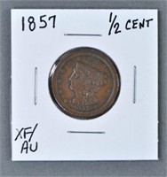 1857 Braided Hair Half Cent