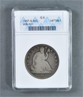 Scarce 1857-S Seated Half Dollar