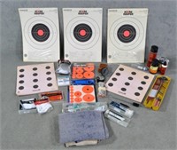 Box of Gun Cleaning Supplies and Paper Targets
