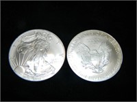 2x 2010 1 oz American Silver Eagle Coins / Rounds
