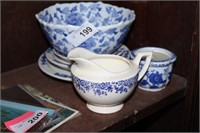 BLUE AND WHITE DECORATED SAUCERS - CREAMER -