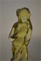 Antique Yellow Glass Nude Lady