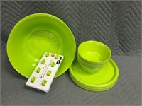 Green Plastic Patio Dish Set