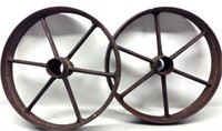2 Large Antique Iron Wheels