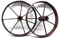 2 Small Antique Iron Wheels